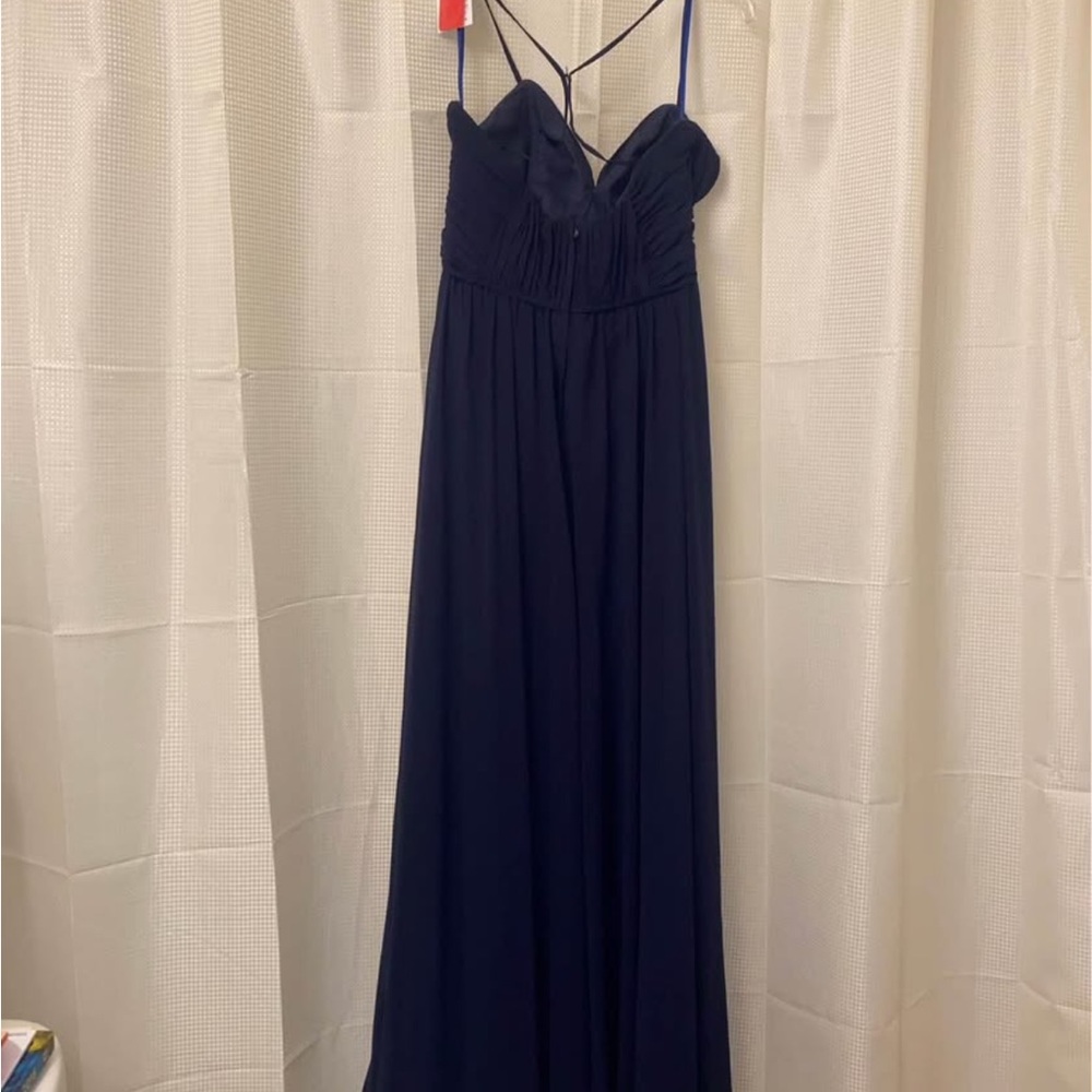 Elegant Navy Blue Women's Bridesmaid Dress - Picture 4 of 5